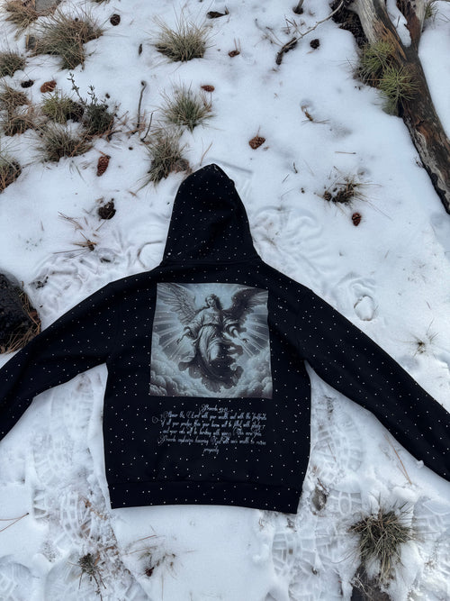 "Angelic Domain" BLACK rhinestone ZIP UP {SALE FOR PREORDERS}