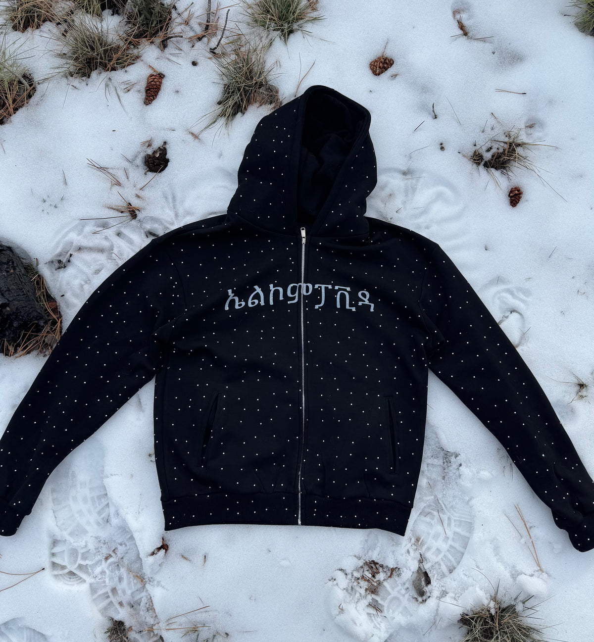 "Angelic Domain" BLACK rhinestone ZIP UP {SALE FOR PREORDERS}