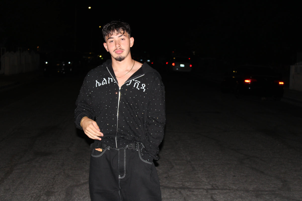 "Angelic Domain" BLACK rhinestone ZIP UP *PRE ORDER*